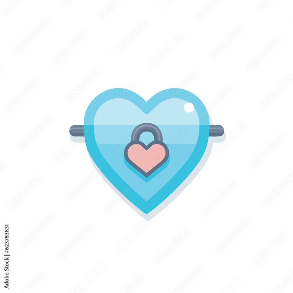 Poster vector of a flat icon vector of a heart with a lock symbol on it
