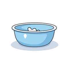 Vector of a simple and minimalistic vector illustration of a blue bowl filled with delicious ice cream on a clean white background