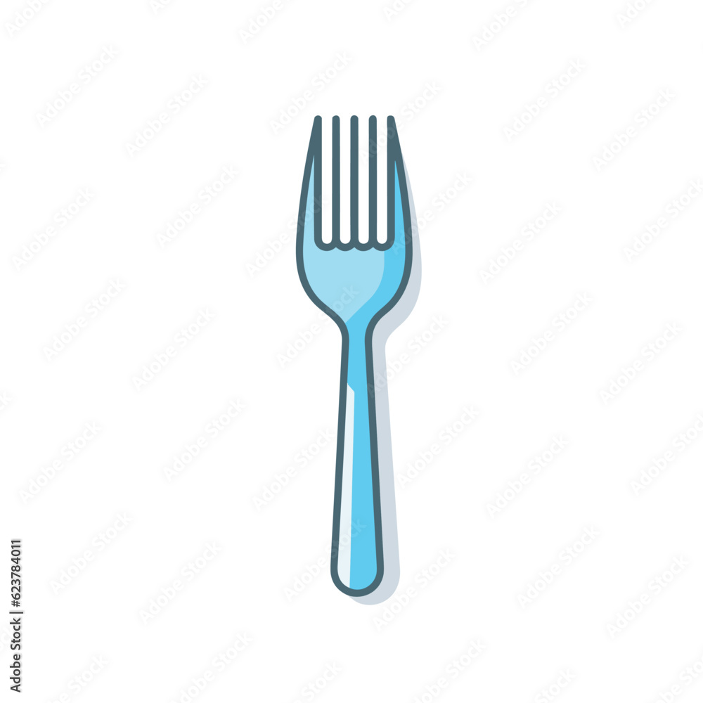 Poster vector of a flat icon vector of a blue fork with a long handle on a white background