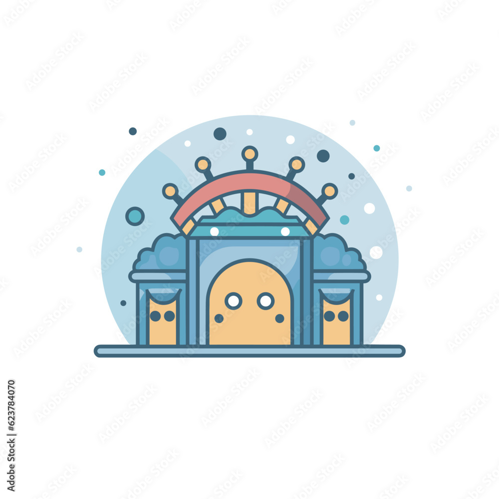 Poster vector of a flat icon vector of a building with a clock on top