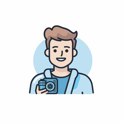 Vector of a man taking a picture with a camera
