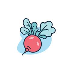 Vector of a flat icon vector of a radish with green leaves on top