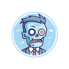 Vector of a cartoon man with a zombie face in a flat icon style