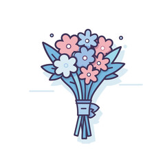 Vector of a flat icon vector of a colorful bouquet of flowers on a clean white background