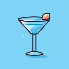 Vector of a flat icon of a martini glass with an orange garnish