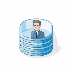 Vector of a man in a suit sitting on top of a stack of coins
