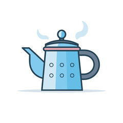 Vector of a flat vector icon of a kettle with steam coming out of it