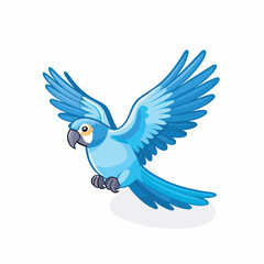 Vector of a flat icon of a blue bird in mid flight with its wings spread