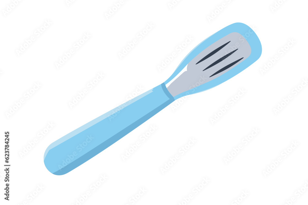 Poster vector of a flat icon vector of a blue fork with a long handle on a white background