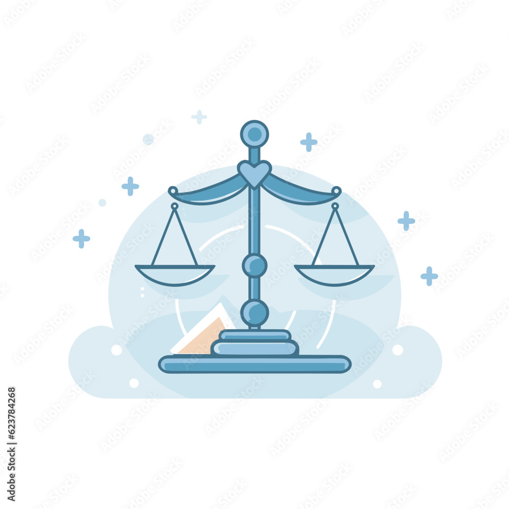 Poster vector of a flat icon vector of a hand on top of a balance scale