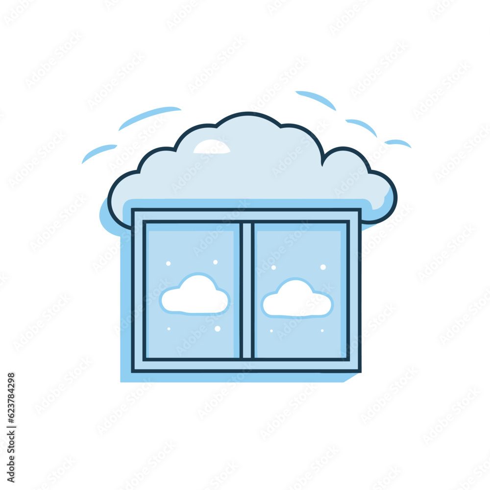Poster vector of a flat icon vector of a window with a cloud on top