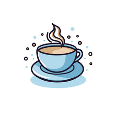 Vector of a flat icon of a cup of coffee with steam