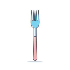 Vector of a flat icon vector of a fork with a pink handle and a blue handle