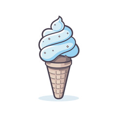 Vector of an ice cream cone with blue icing on top