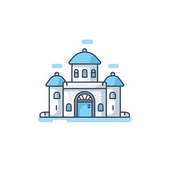 Vector of a flat icon vector of a white building with a blue roof