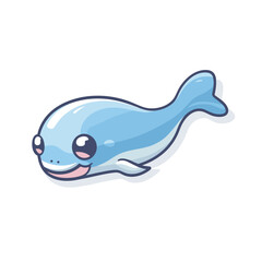 Fototapeta premium Vector of a smiling blue whale icon in a flat style