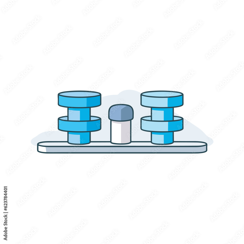 Poster vector of a computer screen with flat blue icons