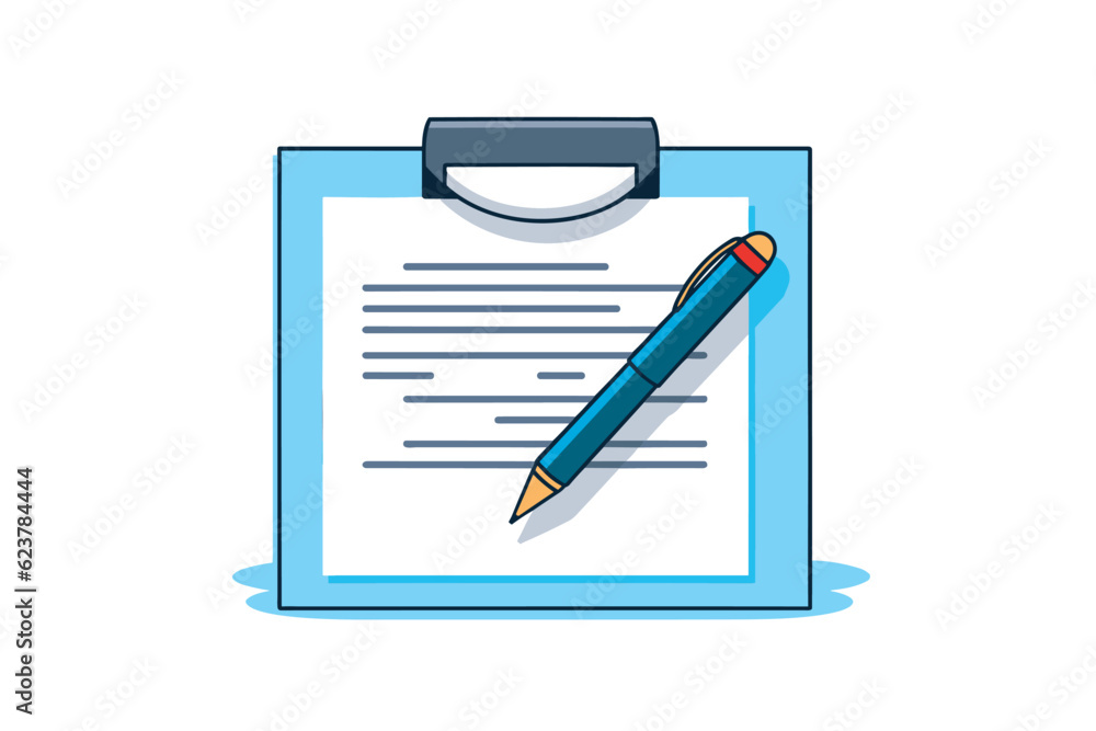 Poster vector of a flat icon vector of a clipboard with a pen on top, representing organization and note ta