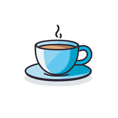 Vector of a flat icon of a cup of coffee on a saucer