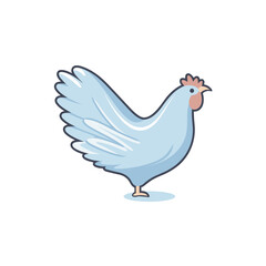 Vector of a flat icon of a white chicken with a red comb on its head