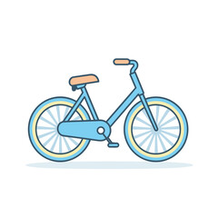 Vector of a blue bicycle with yellow spokes on a white background