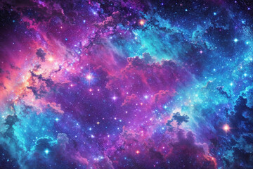 Fototapeta na wymiar Colorful space galaxy cloud nebula. Stary night cosmos. Universe science astronomy. Supernova background wallpaper. Generative Al