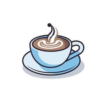 Vector of a flat icon vector of a cup of coffee on a saucer © Ilgun
