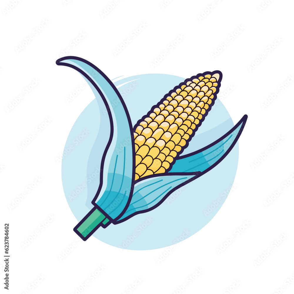 Poster vector of a flat icon vector of a corn on the cob on a white background