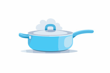 Vector of a flat icon vector of a blue pot with a lid on a white background