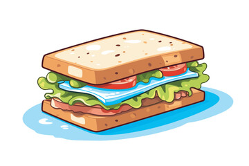 Vector of a flat icon of a sandwich with lettuce and tomato