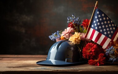 Happy Labor day background with construction and manufacturing tools with patriotic US, USA, American flag background - Happy Labor Day
