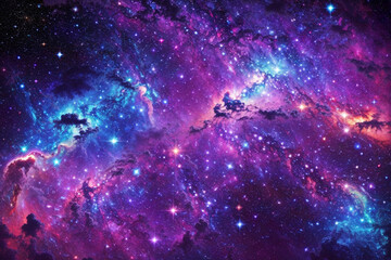 Fototapeta premium Colorful space galaxy cloud nebula. Stary night cosmos. Universe science astronomy. Supernova background wallpaper. Generative Al 
