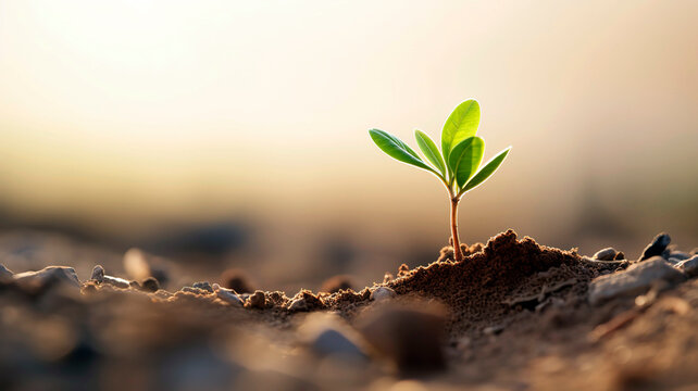 Small green sprout growing.