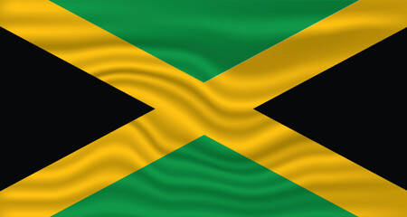 Jamaica flag wave vector design set. Jamaica flag design with waving.