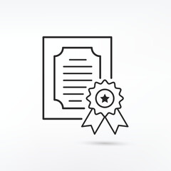 Certificate icon in flat style. License badge vector illustration on white isolated background.