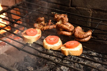 Cow bowels presented on a grill. Argentine Traditional cuisine.