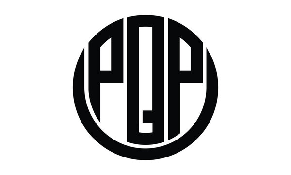 PQP shield in circle logo design vector template. lettermrk, wordmark, monogram symbol on white background.