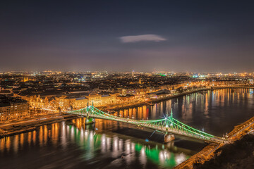 Fototapeta na wymiar Long exposure photo of Budapest in the evening.