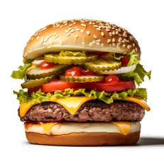 Ultra-Realistic AI Generated Mouthwatering cheeseburger Image Perfect for Cooking Blogs and Websites
