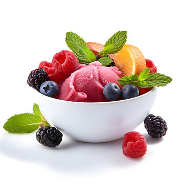 8K AI Bowl of homemade fruit sorbet Photo - Perfect for Food Blogs and Websites