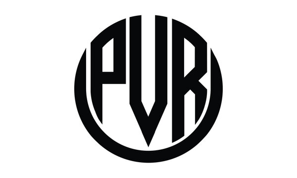 PVR shield in circle logo design vector template. lettermrk, wordmark, monogram symbol on white background.