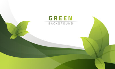 Abstract green leaves wave banner background. vector