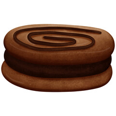Chocolate macaron isolated on transparent background