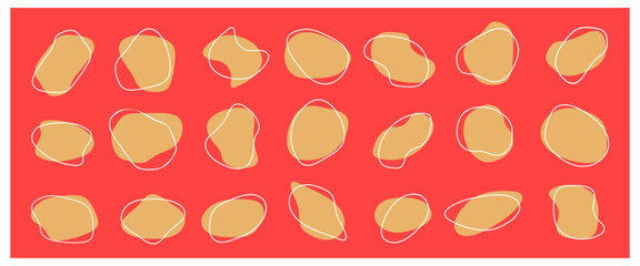 Set of irregular round blot form graphic element. Organic abstract fluid shapes isolated on white background.