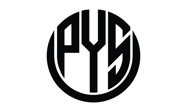 PYS shield in circle logo design vector template. lettermrk, wordmark, monogram symbol on white background.
