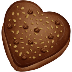 Chocolate heart isolated on transparent background