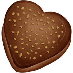 Chocolate heart isolated on transparent background