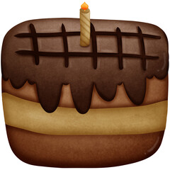 Chocolate cake isolated on transparent background