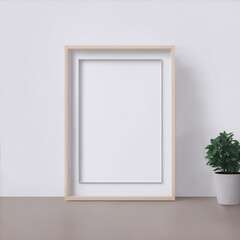 Minimal living room interior design with empty frame. Created with  AI technology.