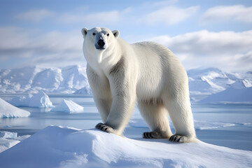 polar bear in the snow in polar regions